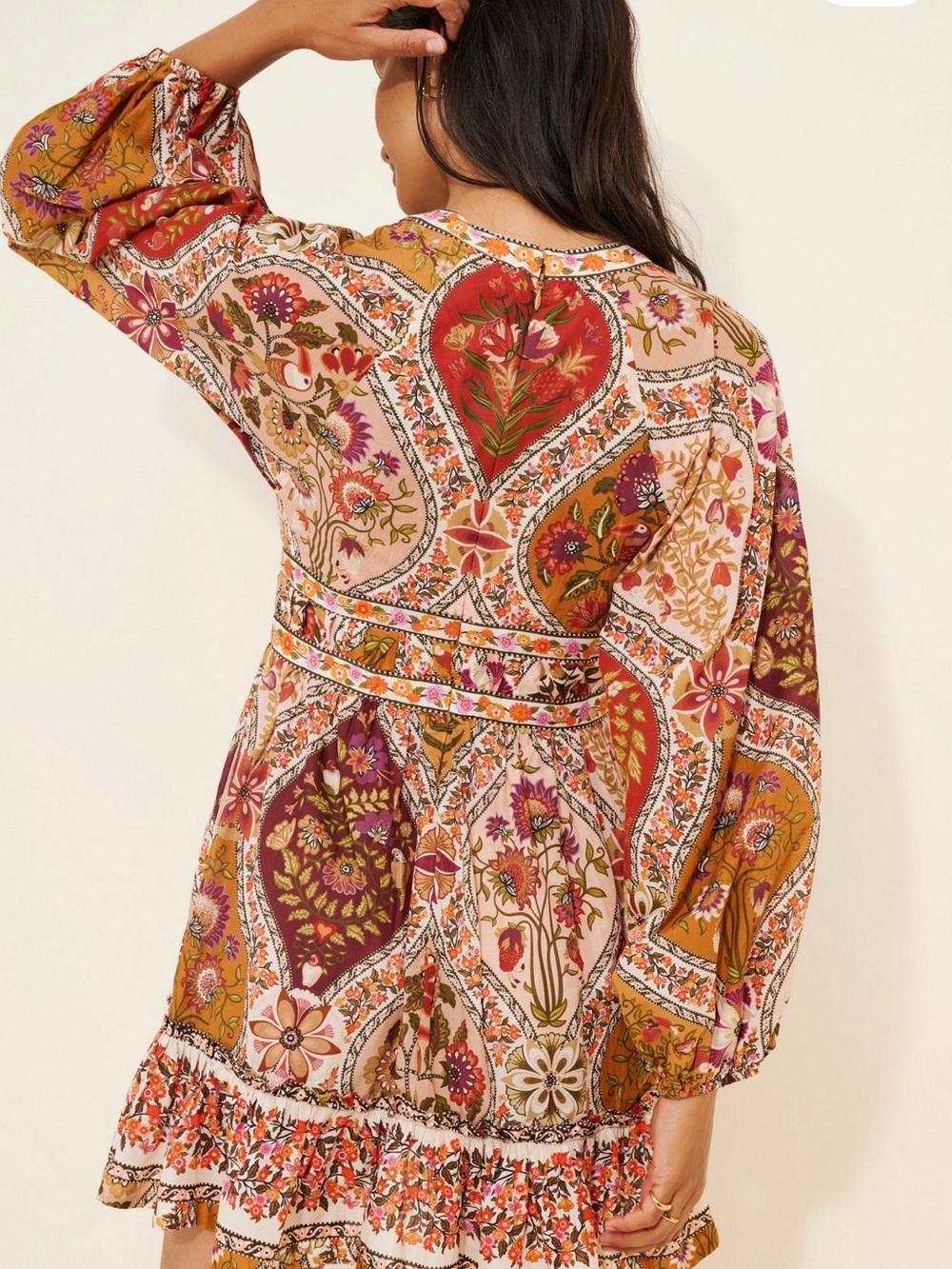 Farm Rio Romantic Nature Mini Dress Floral Tie-Front - Picture 4 of 8